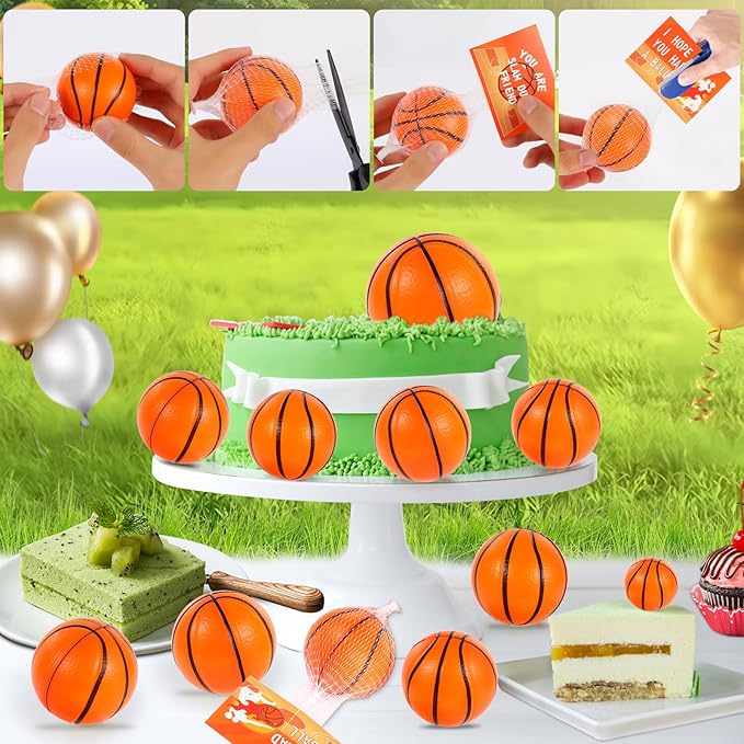 LiYiQ 24Pcs 2.36 Inch Basketball Stress Balls Basketball Party Favors for Kids Basketball Party Decorations Basketball Goodie Bag Stuffers for Kids Classroom Exchange