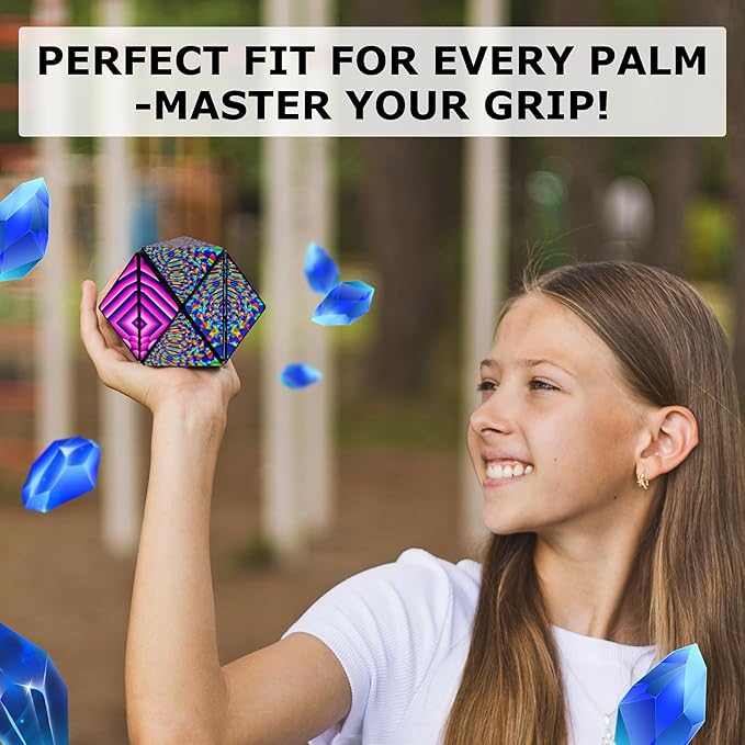 SHASHIBO Shape Shifting Box - Award-Winning Fidget Toy w/ 36 Rare Earth Magnets - Fidget Cube Transforms Into Over 70 Shapes, Sensory Toy Gift for Kids, Teens, and Adults (Blue Crystal)