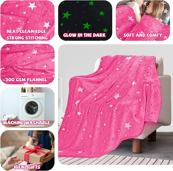 REXEO Throw Blanket Soft Fleece Blankets Pink Blanket Cute Bed 60 * 80 inch