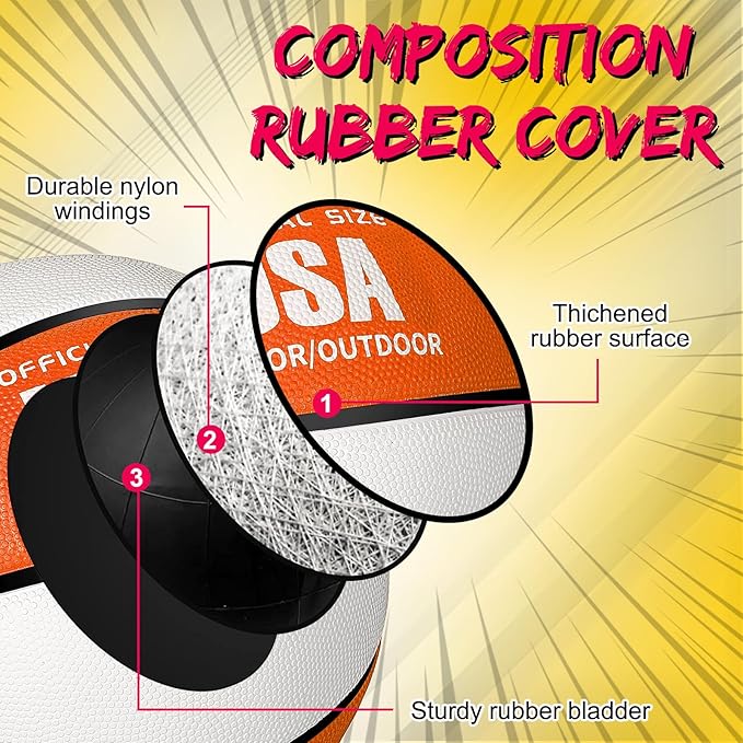 Jenaai 6 Pack Mini Basketballs with Pump for Kids 7 Inch Size 3 Rubber Arcade Basketball Color Small Toy Indoor Outdoor Pool Arcade Games Colorful Basketball for Kids Toddlers(Bright)