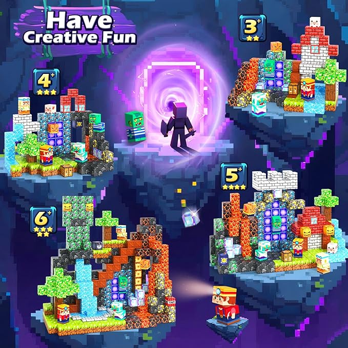 150PCS Magnetic Blocks Toys, Build Mine Magnet World Set, Magnetic Tiles Building for Boys & Girls Age 4-8 5-7, STEM Montessori Sensory Toys for Toddlers Kids Gifts