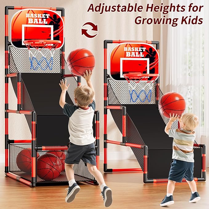 Arcade Basketball Game Set for Kids 3-12 Years Old, Kids Basketball Hoop with 4 Balls & Pump, Indoor Outdoor Sports Play Toys, Basketball Games Toys, for Boys Girls Teens