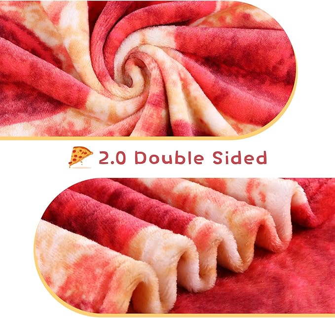 LetsFunny Pizzas Blanket, 2.0 Double Sided Wrap Throw Blanket for Adults Kids, Giant Funny Realistic Food Blankets, Soft Flannel Round Throw Blanket Cool Presents