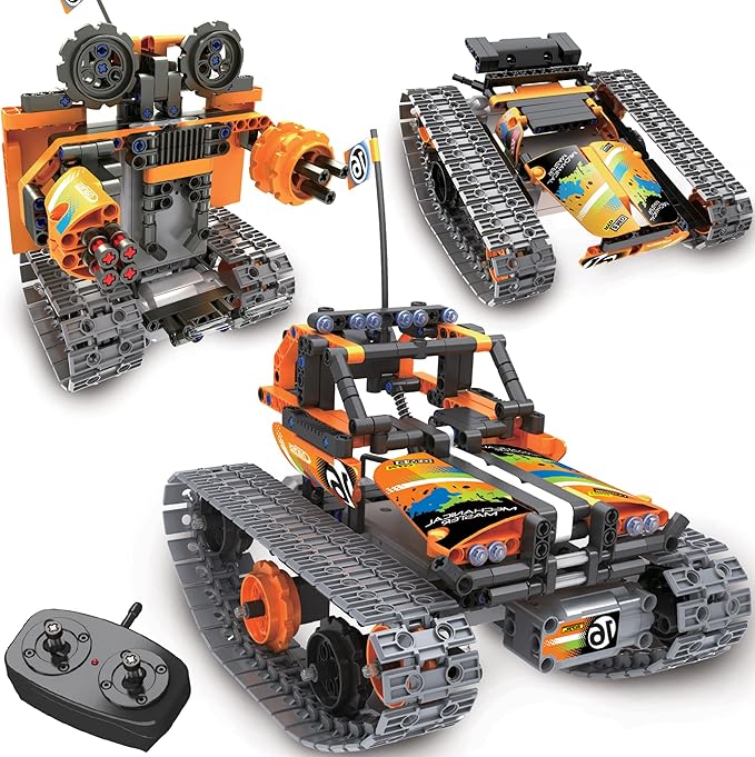 Kididdo Remote Control Car Building Toys for Boys Age 8-12 Fun STEM Robot Kit Cool Birthday Gifts for 8 to 14 Years Old Boys 3-in-1 Building Blocks RC Cars Kit to Build a Robot or Car