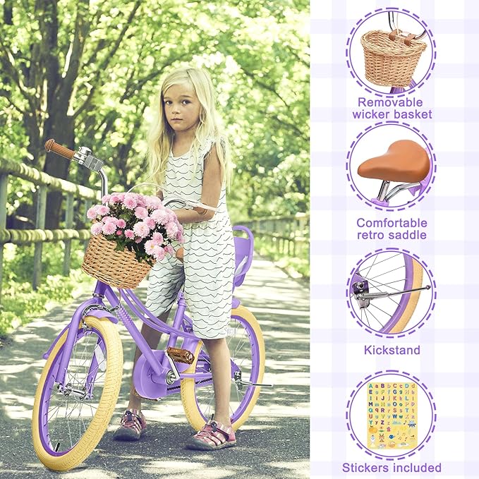XJD Girls Bike for Toddlers and Kids Ages 2-12 Years Old,12 14 16 Inch Kids Bike with Training Wheels & Basket