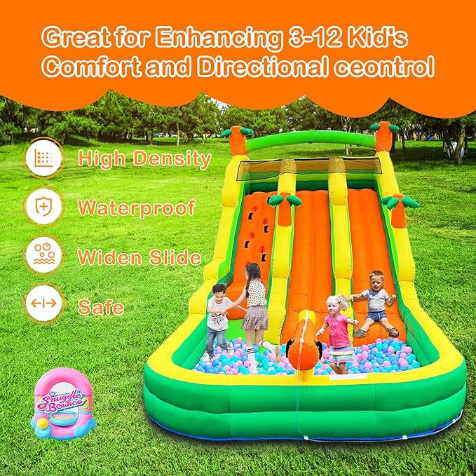 20FT Oxford Inflatable Water Slide Waterslides for Kids and Adults Rainforest Style Water Slide Bounce House and Swimming Pool Wet Dry Use Summer Fun Water Park for Outdoor-Including Blower