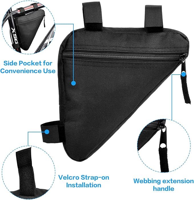 Bike Triangle Frame Bag - Bicycle Cycling Storage Triangle Top Tube Front Pouch Saddle Bag for Road and Mountain Bikes