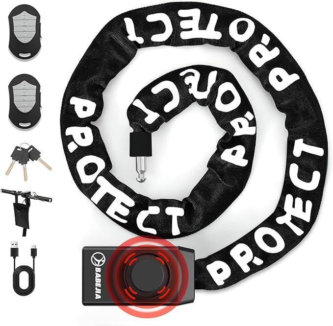 110db Bike Chain Lock with Alarm, 4ft Biycle Lock with Anti-Theft Alarm, Heavy Duty Anti Theft Security Cycling Chain Locks Suitable for Scooter, Bicycle, Motorcycle, Gate