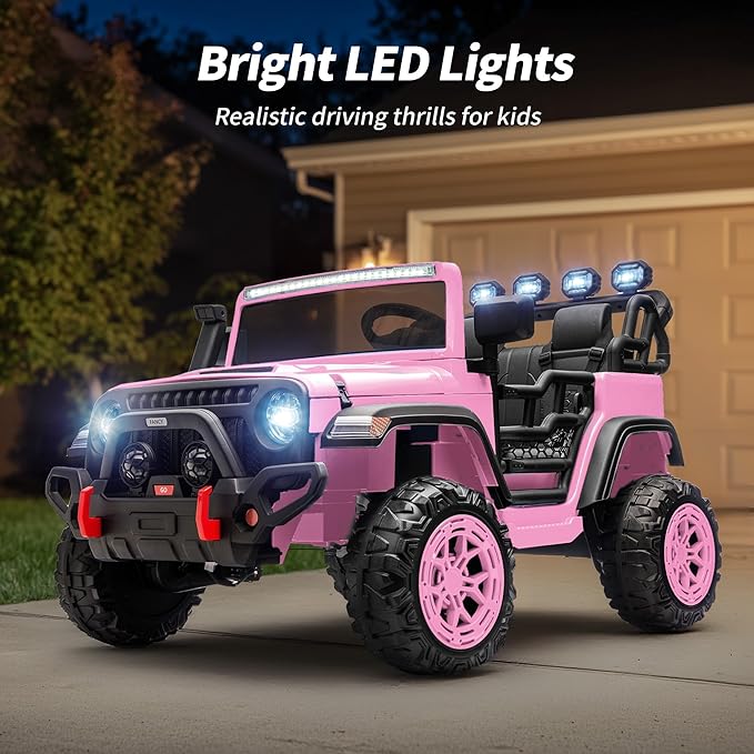 2 Seater Electric Ride on Car Truck, 24V 4x4 Ride on Toy for Kids 4-8 with Remote Control, EVA Tires - Light Pink