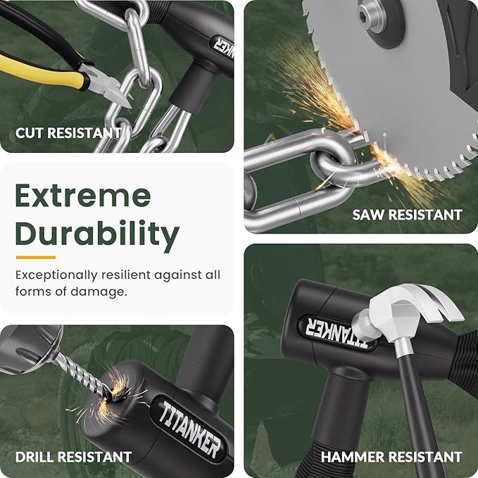 Titanker Bike Chain Lock with Keys, 3.3 Feet Security Heavy Duty Anti-Theft Bicycle Chain Locks for Bike, Motorcycle, Bicycle, Door, Gate, Fence, Grill (6mm, 8mm, 10mm Thick Chain)