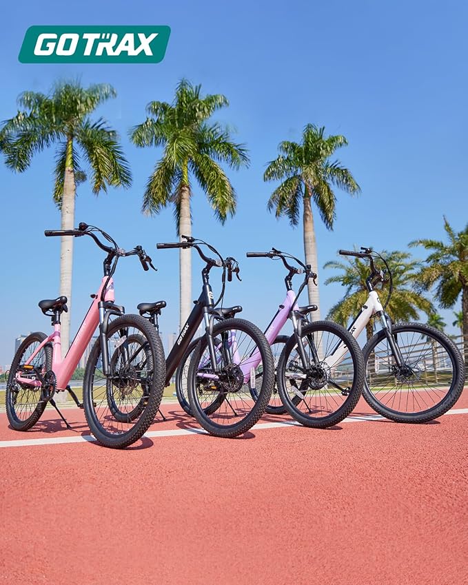 Gotrax Dolphin 26" Electric Bike, Max Range 30Miles(Pedal-assist1) & 20Mph Power by Peak 500W, 5 Pedal-Assist Levels & Front Suspension, 7-Speed&Boost Mode, City E-Bike for Adult, Step-Thru Bicycle