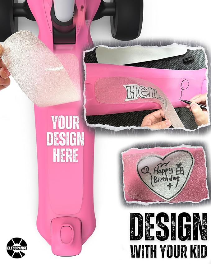 Elecorange Balance Electric Scooter for Kids Ages 2-9, 2025 Upgraded, Long Range, Friendly Thumb Throttle, Solid Wide Light Up Deck & Wheels, Adjustable Height, 5Mph Safe Limit, 60min Riding, Foldable