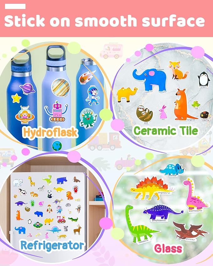 Benresive Reusable Sticker Book for Toddlers 2-4 Years, 3 Sets Travel Stickers for Kids, Waterproof Sticker Books for Toddlers 1-3, Crafts Activities for Todddlers 1-3 2-4 3-5