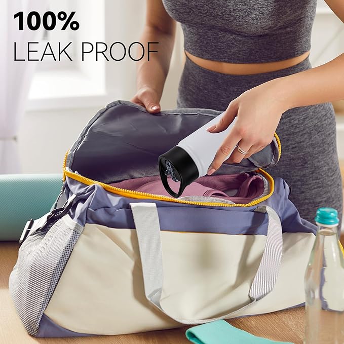 16 oz Insulated Water Bottle for School, Straw & Spout Lid, Keep Cold 24H, Spill Proof, BPA-Free, Double Wall Stainless Steel Kids Water Bottles for Sports, Gym, Travel, White