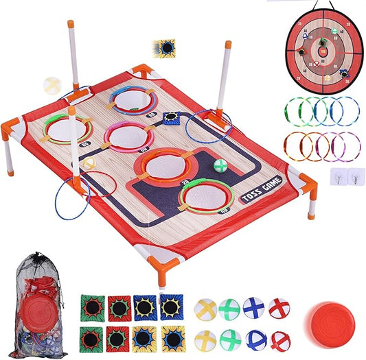 Bean Bag Toss & Ball Toss & Ring Toss,5-in-1 Outdoor Toys for Kids,Family Games for Kids and Adults,Gift for Christmas and Birthday