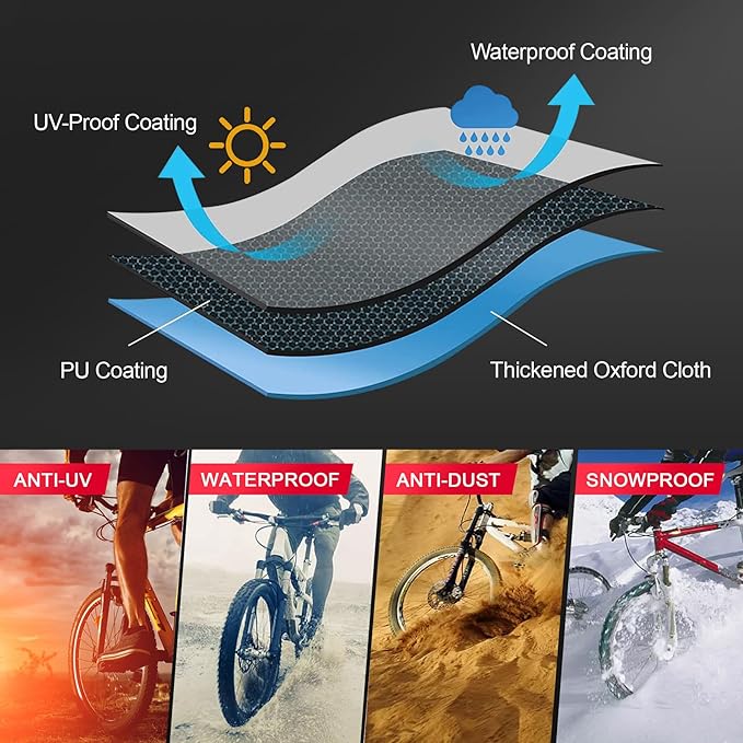 Bike Cover for 1 Bike - Outdoor Bike Cover for Stationary 1 Bike Waterproof & Heavy Duty, 600D Bicycle Cover for Single eBike, Mountain Bike, Road Bike, Hybrid Bike, Beach Cruiser Bike Storage