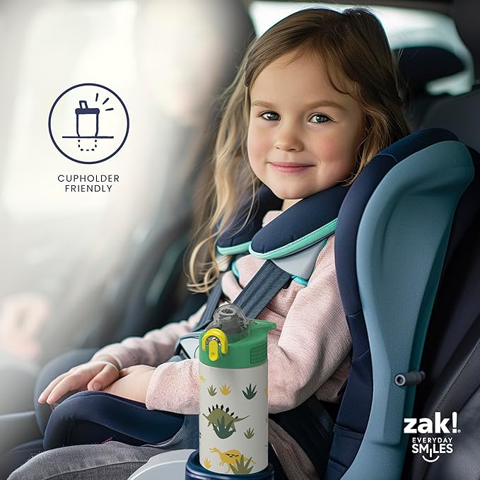 Zak Designs Minecraft Sage Kids Water Bottle For School or Travel, 14oz Stainless Steel Water Bottle With Straw, Handle, and Leak-Proof, Pop-Up Spout Cover (Creeper)