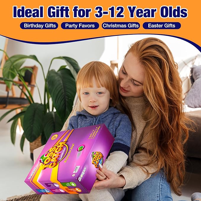 Kids Outdoor Toys - Toss and Catch Game Set, Outside Yard Camping Beach Pool Toys Games for Boys Girls 3 4 5 6 7 8 9 10 Year Old, 4 Paddles 4 Balls (Orange+Orange)