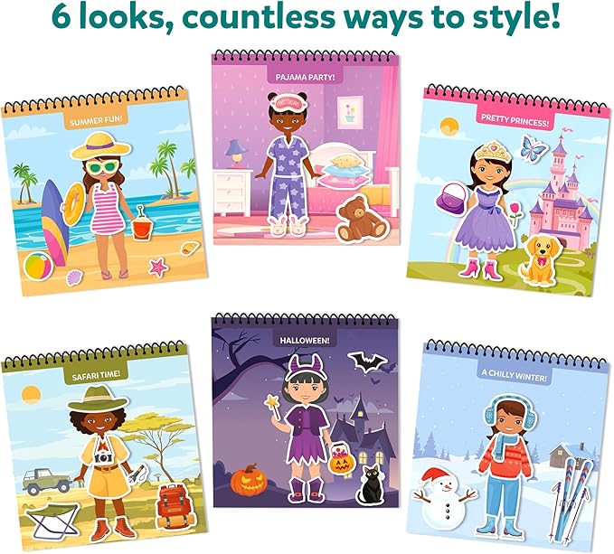 Skillmatics Reusable Sticker Activity Book - Peelies, 100+ Reusable Stickers, 6 Pictures, Mess-Free Fun for Kids, Creative Play & Travel Toy, Gifts for Ages 3, 4, 5, 6, 7