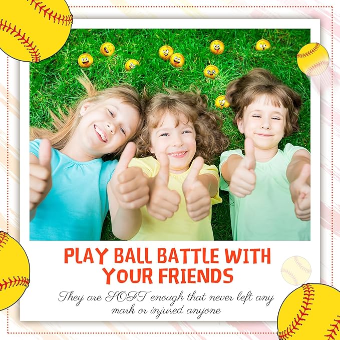 24 Pcs Mini Face Stress Balls for Boys Girls Fidget Toys Bulk Foam Balls for Stress and Anxiety Relief Balls for Party Favors Birthday Gift Decoration(Softball)