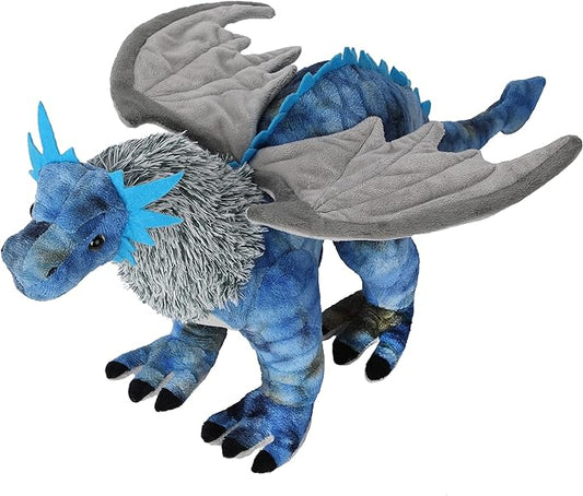 Dragon Plush Toy, Frost Wyrm Stuffed Animal Throw Plushie Pillow Doll, Soft Blue Fluffy Friend Hugging Cushion - Present for Every Age & Occasion