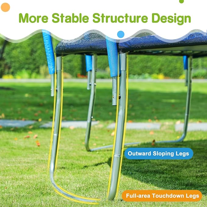 Zupapa No-Gap Design 16 15 14 12 10FT Trampoline with Safety Enclosure Net and Non-Slip Ladder 10-Year Quality Assurance Perfect for Kids Family Outdoor Backyard Fun