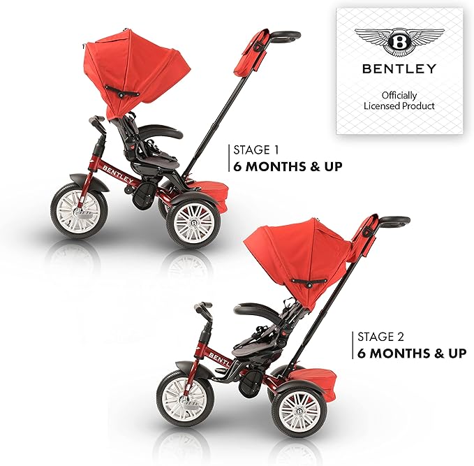Bentley Trike - All Terrain Toddler Bike 6-in-1, Officially Licensed & Designed by Bentley Motors UK; Baby to Big Kid Tricycle is a Compelling Statement of Performance & Luxury, Dragon Red (6m-5y+)
