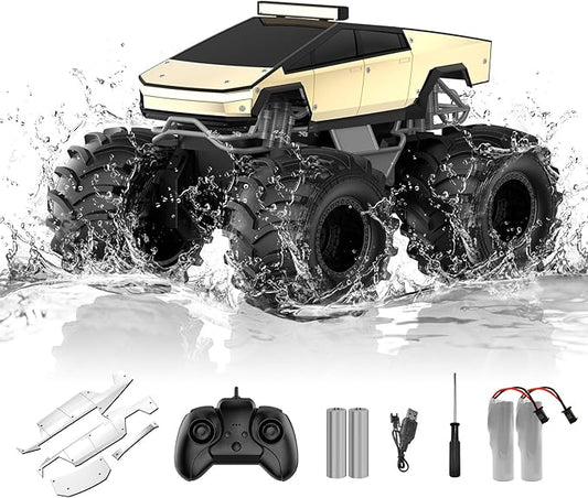 Remote Control Car for Boys, 1:18 Monster Trucks Toys Amphibious RC Cars, 2.4 GHz Waterproof RC Trucks, 4WD All Terrain Off-Road Pickup, Kids Toys for 6-12 Year Old Boys Girls Christmas Birthday Gifts