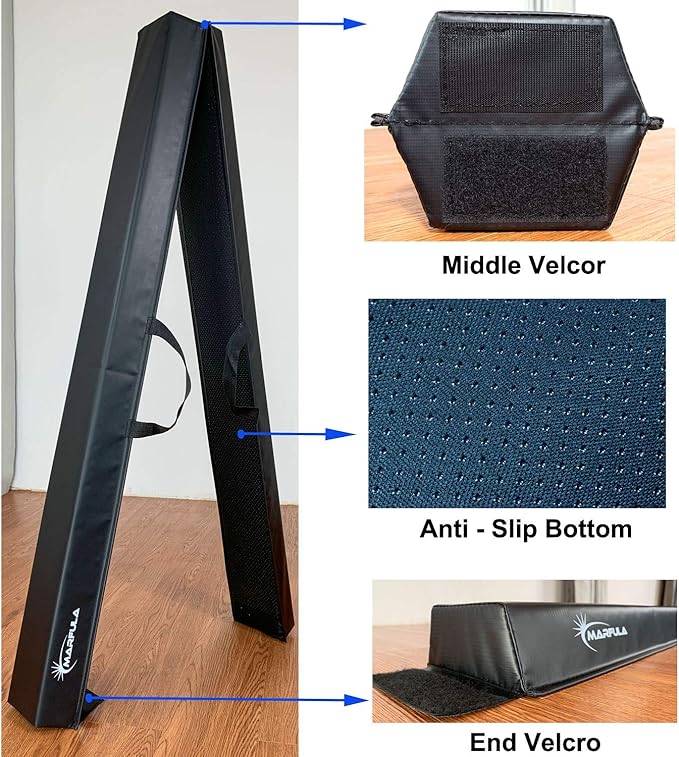 Balance Beam - Folding Floor Gymnastics Equipment for Kids, Non Slip Base - 6 FT to 10 FT for Home Gym Use