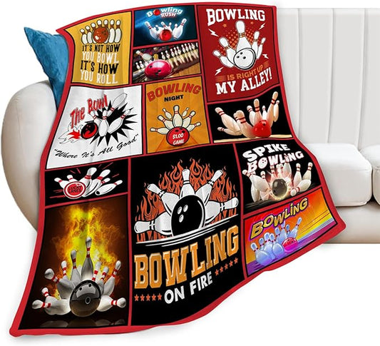 Bowling Blanket Bowling Sport Lover Throw Blankets Gifts for Girls Boys Kids Soft Cozy Fleece Plush for Couch Sofa Bed 50"x40"