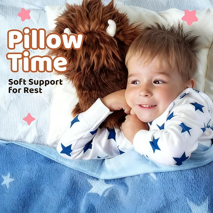 Puffpals Weighted Plush, Cute Highland Cow Weighted Stuffed Animal with Beads, Soft Sensory Plush Pillow Toy for Kids & Adults (13.4in, 1.7lbs)