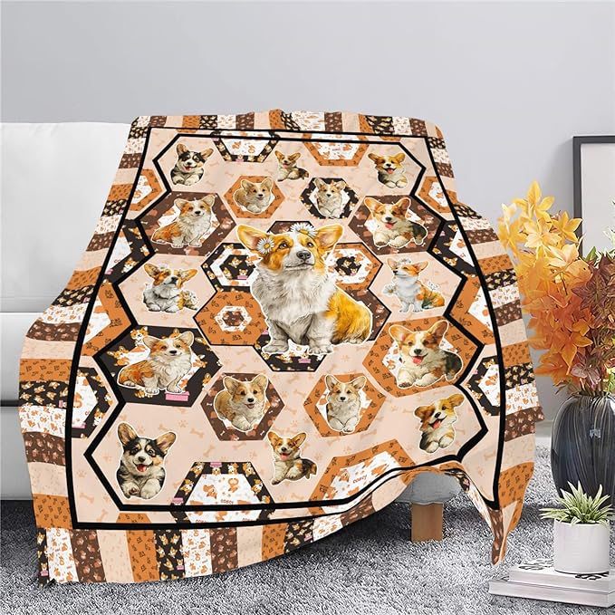 Corgi Throw Blanket Corgi Puppy Stuff Gifts for Dog Lover Kids Girls Boys Adults Women Men Soft Cozy Warm Plush Fluffy Fuzzy Fleece Blanket Decor 40''X50''
