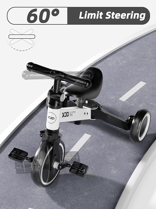 ﻿XJD 5 in 1 Toddler Bike, Tricycle for Toddlers 1-3 with Adjustable Seat Height, Removable Pedals, Ideal Balance Bike Birthday Gifts and Toys for Boys and Girls