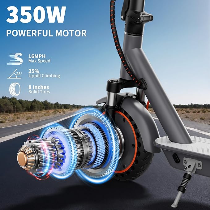 Electric Scooter for Adults, Folding E Scooter with 350W/500W Motor 16/21 Mph Top Speed, Max 19-23 Miles Long Range, 8.5''/10'' Solid Tires Commuting Scooters with Dual Brakes System, APP