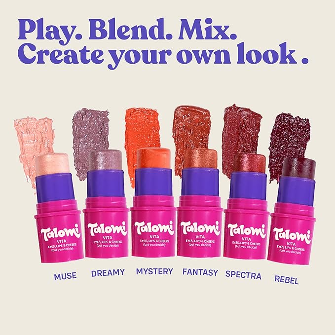 Vita Stick 3-in-1 Multistick Kids Makeup,– Non-Toxic, Plant-Based Makeup for Kids 8-12, Vegan, Cruelty-Free, Non-Comedogenic, Dermatologist Approved. (Trio Set: Show Your Light).