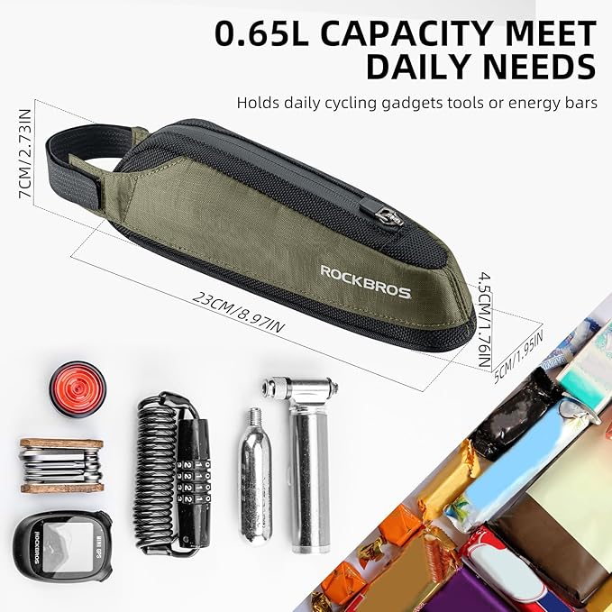 ROCKBROS Bike Top Tube Bag Bike Frame Bag Bike Triangle Bag Small Aerodynamic Bag for Triathlon and Gravel Bikes