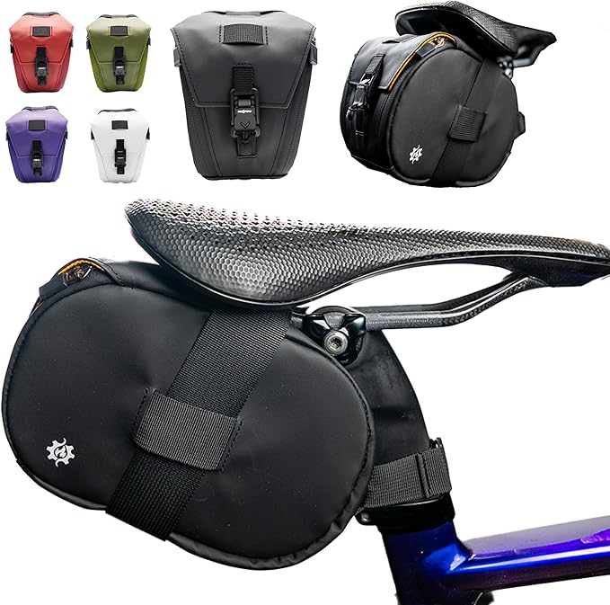 Lumiere & Co. Maximus Large Magnetic Bike Seat Bag – Quick-Attach Saddle Bag with AquaGuard Zippers, Secure Under-Seat Storage for Cycling Gear & Accessories (Black, Large)