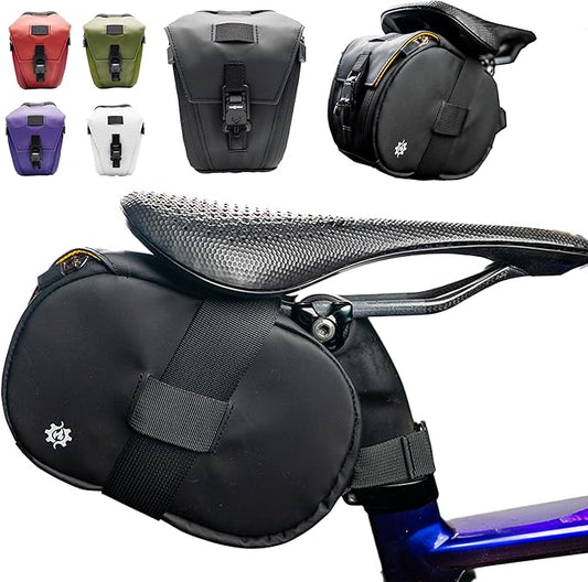 Lumiere & Co. Maximus Large Magnetic Bike Seat Bag – Quick-Attach Saddle Bag with AquaGuard Zippers, Secure Under-Seat Storage for Cycling Gear & Accessories (Black, Large)