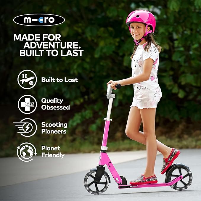 Micro Kickboard - Micro Cruiser LED - Two Wheeled, Fold-to-Carry Swiss-Designed Micro Scooter for Kids with Smooth Gliding Light-Up, Large Wheels for Ages 6+