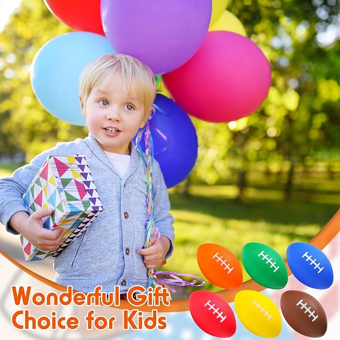 Jerify 12 Pcs Mini Footballs for Kids 4.72 Inch Foam Stress Balls - Waterproof Small Football for Birthday, Carnival, Reward, S Bow Game, Party Favors (Bright Color)