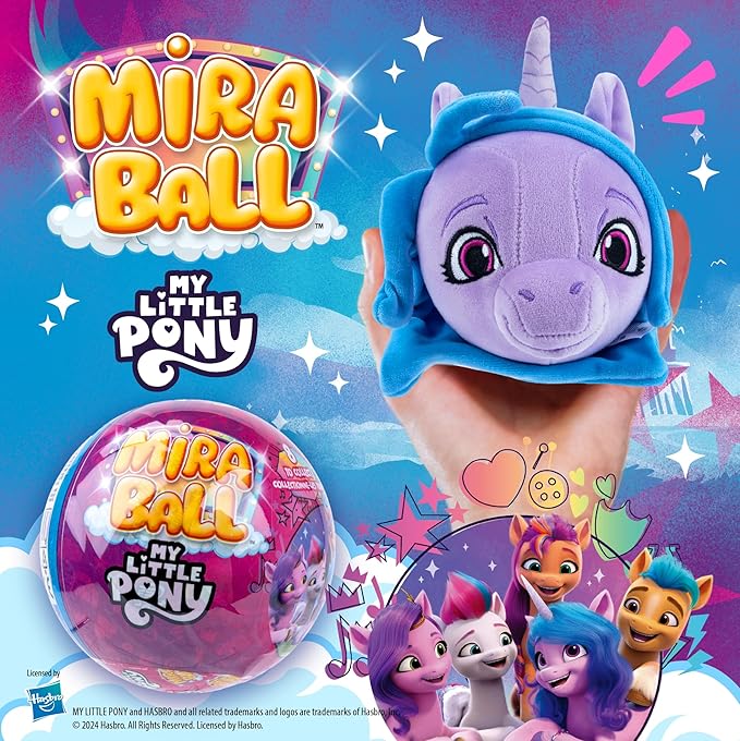 My Little Pony Plush Mystery Ball with Stickers & Fidget Toys - Plushies Blind Box Cute Figures, Stuffed Animal Collectible Toys, Gifts, Prizes for Kids, Ages 3+ (2-Pack)