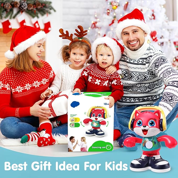 Baby Toys, Dancing Cat for Baby Boys & Girls with Music & Recording, Kids Interactive Early Learning Educational Toddler Toys for 2 3 Year Old Boys Girls with Sound Lights Effect Birthday Xmas Gift