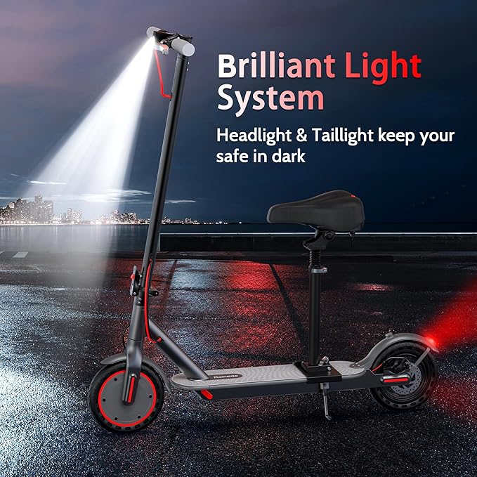 Electric Scooter - 8.5"/10'' Solid Tires, 350W/500W Motor, Up to 19-22MPH and 21-24Miles Long-Range Portable Commuting Scooter for Adults with Double Braking System and App