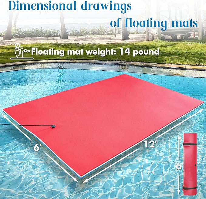 Lily Pad Floating Mat, 7/9/12/18 FT Floating Mat, Pool Float for Water Recreation, Floating Water Mat, 3-Layer Tear-Resistant XPE Foam for Boat, Beach, Ocean, Pool,Lake