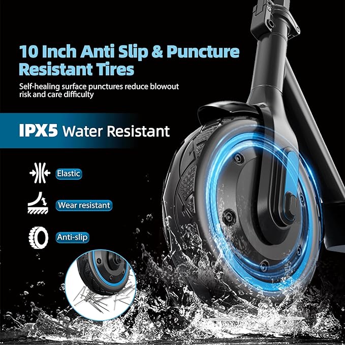 Electric Scooter Adults, 500/600W Motor, 28 MPH Top Speed,10" Vacuum Big Tires, Foldable E-Scooter with App Control & Disc Braking System for Smart APP Contro