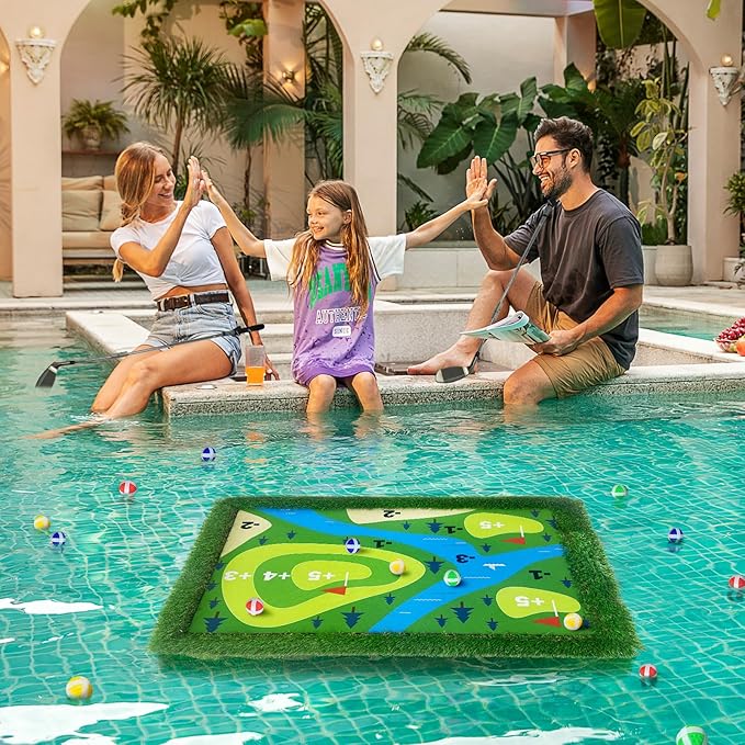 Cupohus Stable Floating Golf Green for Pool-35"x 24" Floating Chipping Green Practice Mat, Adult Fun Backyard Water Golf Games Gift, Support Training Competition for 4 Golfers (Hard Model)