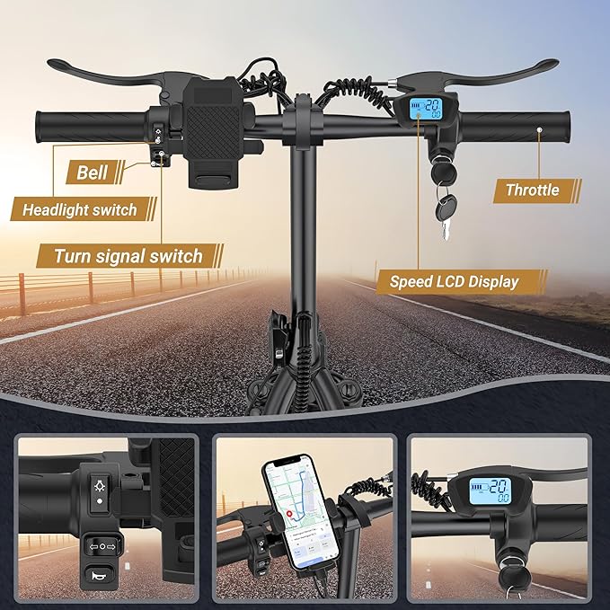 Electric Scooter for Adults- 8.5"/10''/14'' Tires, Up to 19/22MPH by 350W/500W Motor, Max 12/21/23/27/62Miles Long-Range Foldable Commuting Adults Scooter with Double Braking System and App