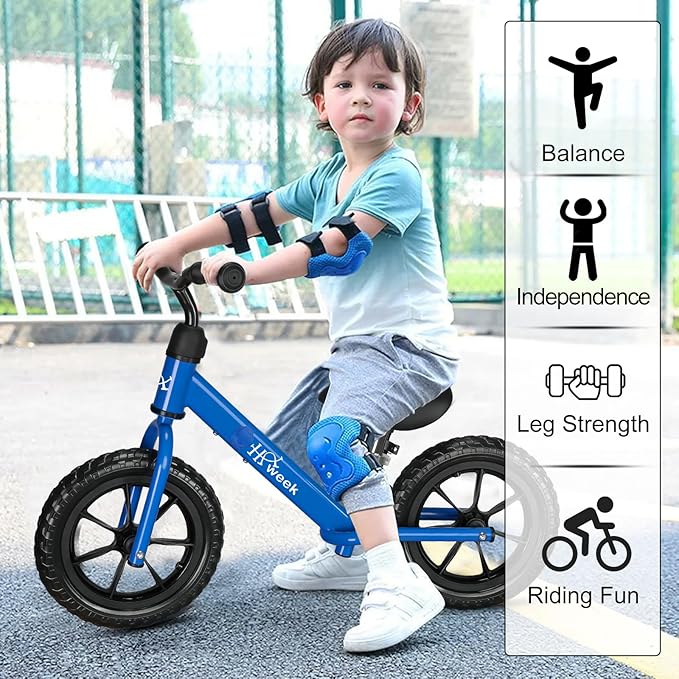 Toddler Balance Bike 12” No Pedal Training Bicycle for Kids 24 Months to 5 Years Tool-Free Adjustments Seat and Handlebar Best Gift for 2 3 4 5 Boys Girls