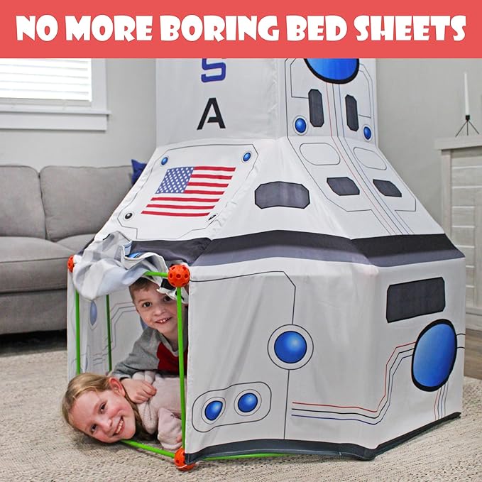 Ultimate Play Fort Kit (83-Piece Set), Stick and Ball Fort Building Kit w/ 3 Play Tent Covers