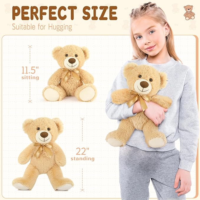 MaoGoLan 15 Pack Teddy Bears Bulk for Baby Shower, 14 in Small Teddy Bear Plush Toy, Cute Stuffed Bears Bulk for Kids Girlfriend, Wholesale Small Bear for Wedding, Birthday, Christmas